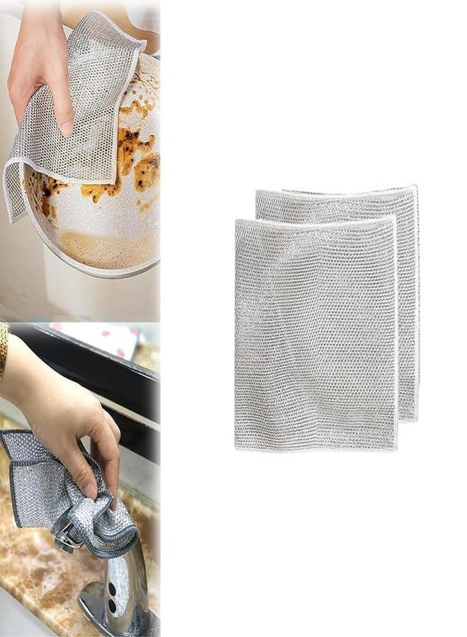 AEKDO Kitchen Towel Multipurpose Wire Dishwashing Scrubber for Utensils Multipurpose Dishwashing Easy Rinsing Reusable Wire Cleaning Supplies for Kitchen, Sinks, Pots (2) - Image 1